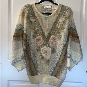 Vintage Connexion Au Contraire Floral Knit Sweater